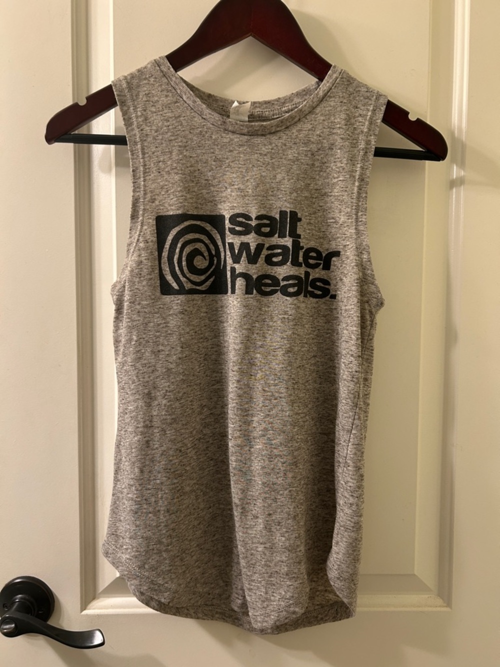 PIMATEE Women's Gray Sleeveless Muscle Tank Salt Water Heals, Sz S